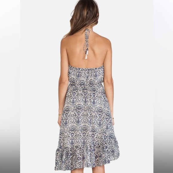 FREE PEOPLE Safari Sunset Halter Ruffle Print asymmetrical  light Summer Dress S - Picture 5 of 13